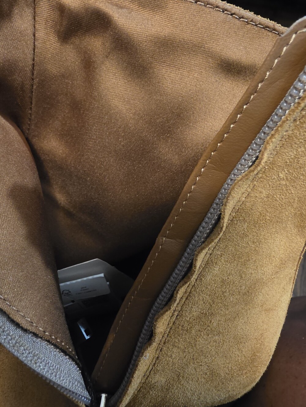 Leather Suede Block Heel Ankle Boots - Camel - Picture 3 of 7